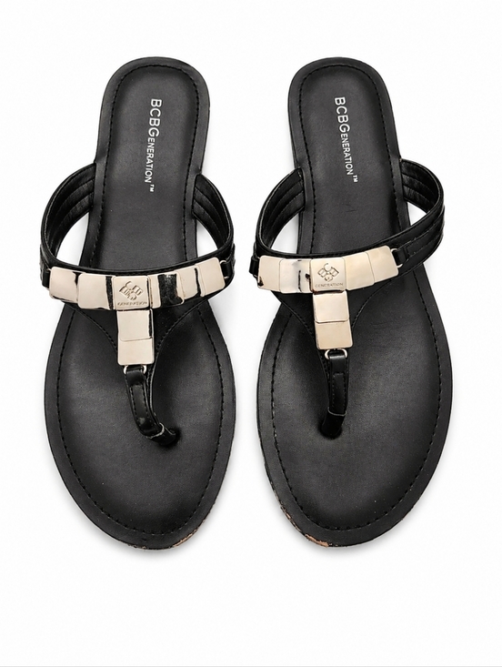 BCBGeneration Shoes - BCBGeneration Black Sandals with Silver-Tone T-Bar Accents